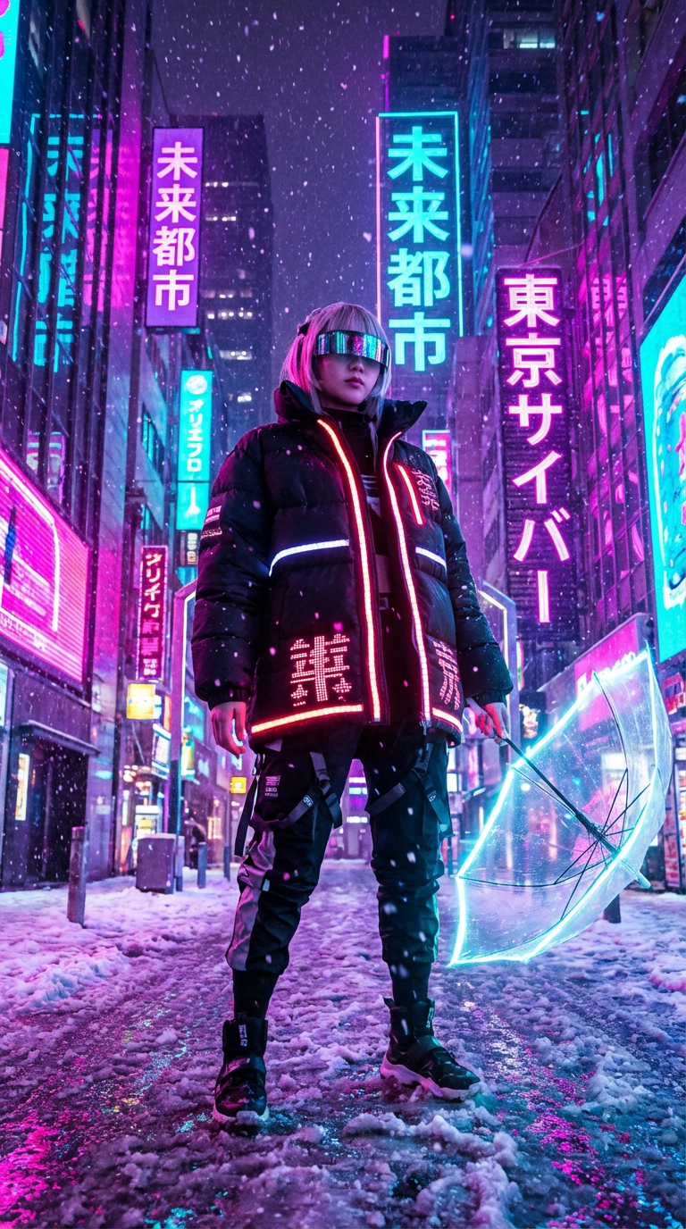 赛博冬日：霓虹与雪的碰撞（Cyber-Winter 2077）